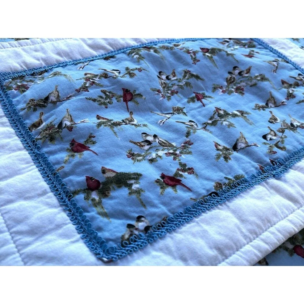 Vinatge Handmade Quilted Bird Placemats Set of 6 Cardinals Cottage Farmhouse
